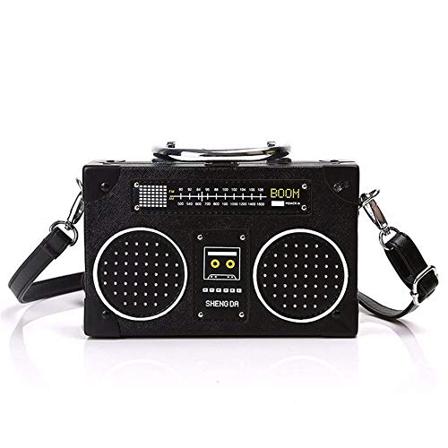 ZaneGear Unique Vintage Radio Shaped Crossbody Bag Women Clip Clasp Shoulder Bag Handbag (Black) - Image 5