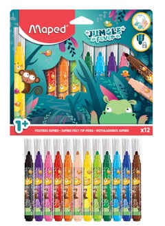Maped 12-Piece Jungle Fever Jumbo Felt Tip Colouring Pens Multicolour  - Image 1