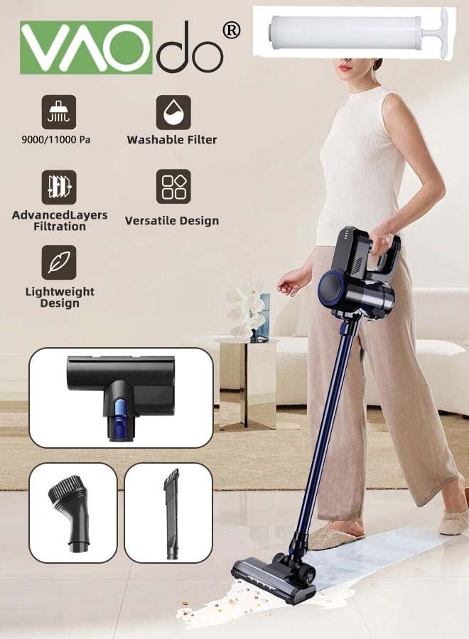 VAOdo Multifunctional Cordless Vacuum Cleaner with 3 Different Brushes and Water Box, 150W 11KPA 40Mins Runtime Two Suction Powers 3 in 1 Lightweight Handlheld Vacuum for Hardwood Floor Carpet Pet Hair Black - Image 2