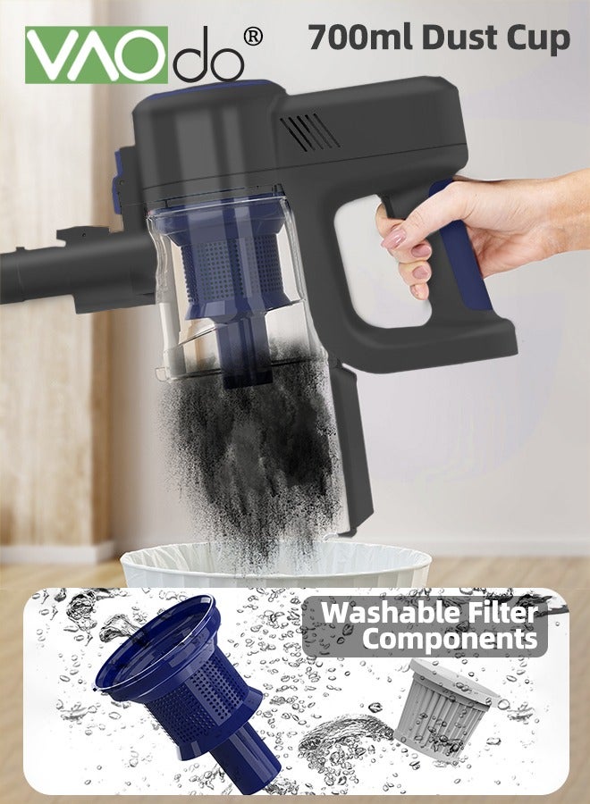 VAOdo Multifunctional Cordless Vacuum Cleaner with 3 Different Brushes and Water Box, 150W 11KPA 40Mins Runtime Two Suction Powers 3 in 1 Lightweight Handlheld Vacuum for Hardwood Floor Carpet Pet Hair Black - Image 5