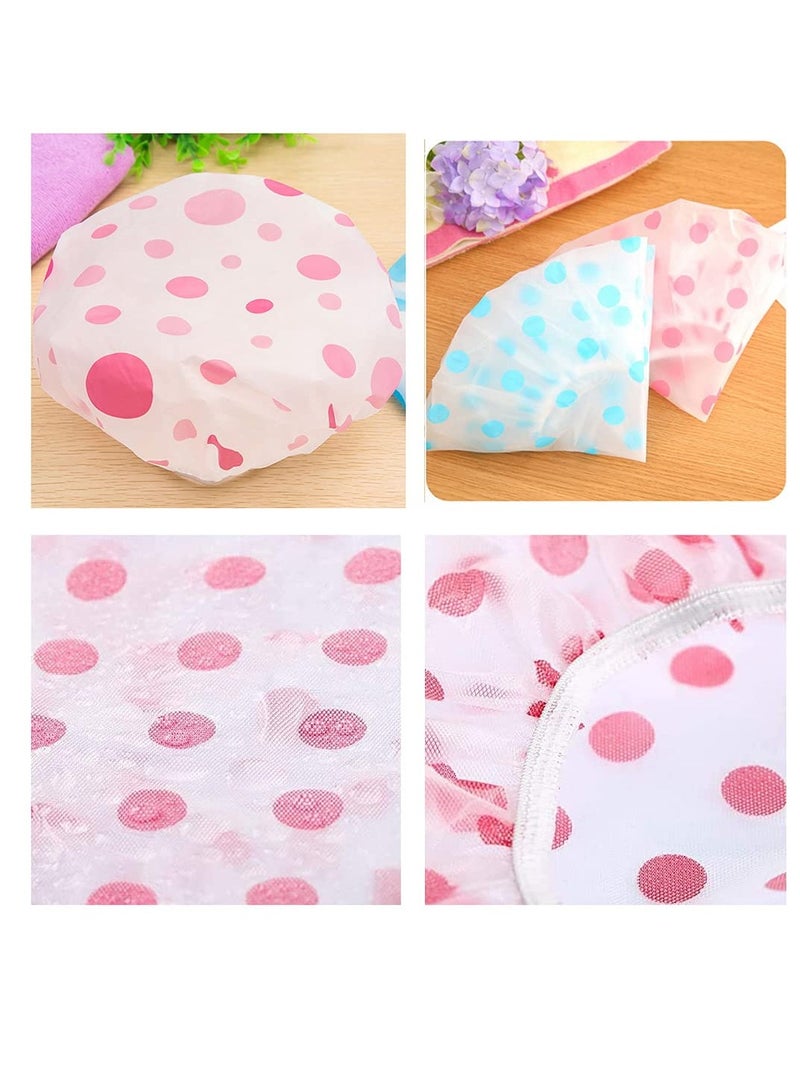 Pengxiaomei Shower Caps, 3 Pcs Waterproof Bath Caps Plastic Reusable Shower Caps Elastic Band Bath Hair Hat for Women Men Kids - Image 4