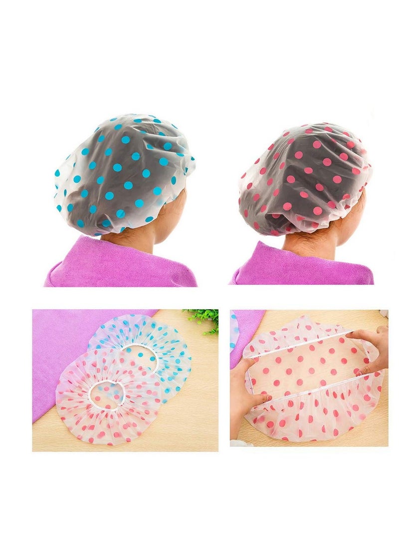 Pengxiaomei Shower Caps, 3 Pcs Waterproof Bath Caps Plastic Reusable Shower Caps Elastic Band Bath Hair Hat for Women Men Kids - Image 5
