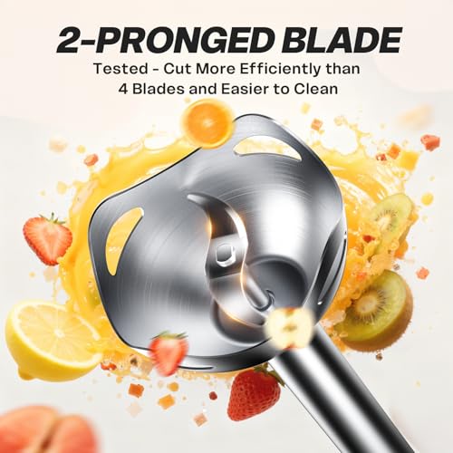 Turelar Immersion Blender Handheld, Corded Electric Blenders Portable Stick Mixer with 2 Mixing Speed and Stainless Steel Blades Emulsifier for Effortless Blending Soup, Smoothies, Puree or Baby Food - Image 4