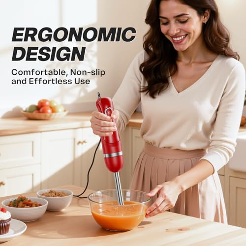 Turelar Immersion Blender Handheld, Corded Electric Blenders Portable Stick Mixer with 2 Mixing Speed and Stainless Steel Blades Emulsifier for Effortless Blending Soup, Smoothies, Puree or Baby Food - Image 3