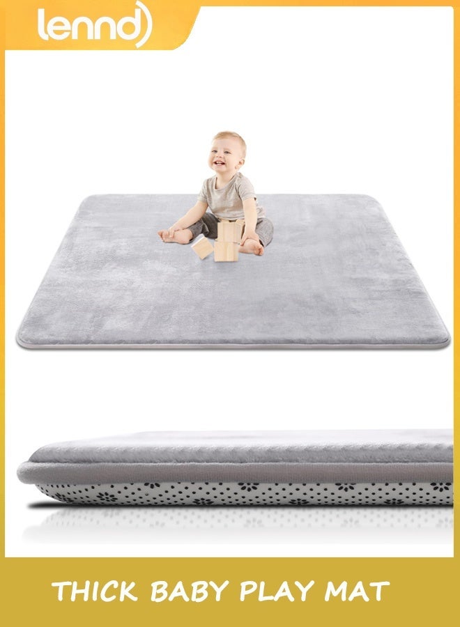 LENND Thick Baby Play Mat for Floor,150*180CM Playpen Mat,Tummy Time Foam Mats,Ultra Soft Support & Plush Feel,Easy Care with Non-Slip Cushioned for Infant,Kids and Toddler Crawling,Grey - Image 1