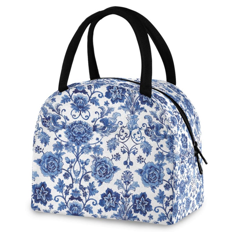 Wamika Lunch Bag For Women Men Porcelain Insulated Womens Lunch Bag For Work Lunch Box for Girls Boys Reusable Lunch Tote Bag for Picnic Travel School
