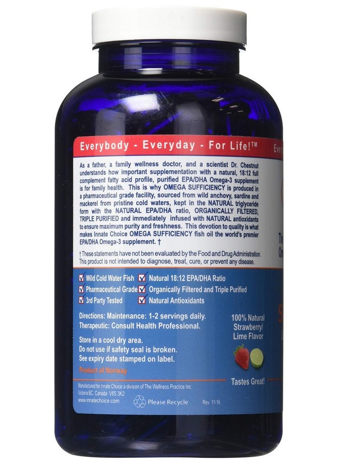 Innate Choice - Fish Oil Capsules, Omega Sufficiency by Innate Choice, Strawberry Lime 240 Capsules - Image 1