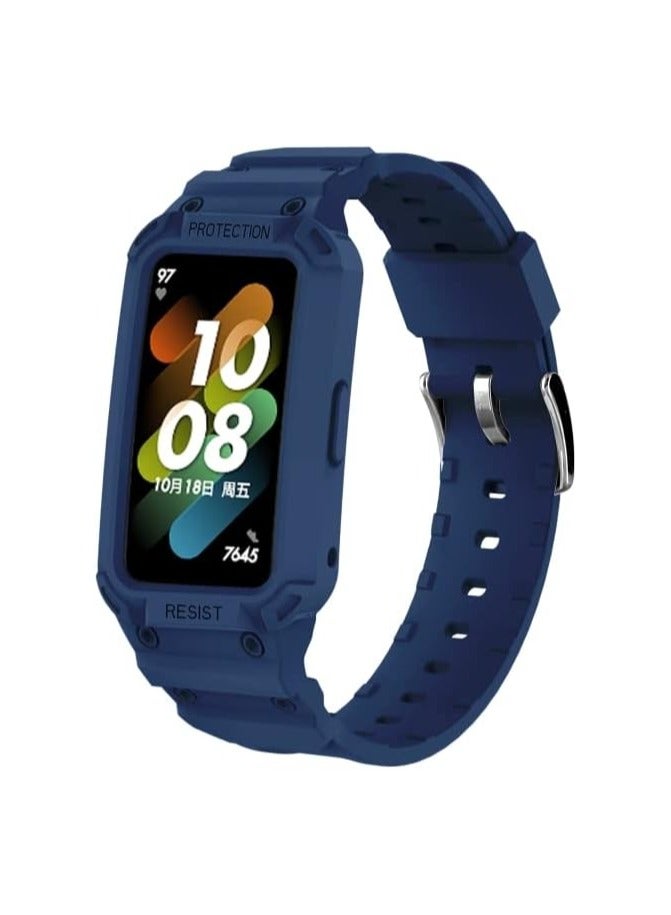 Soft Silicone Breathable Bracelet for Huawei Band 7 Watch(Blue) - Image 1