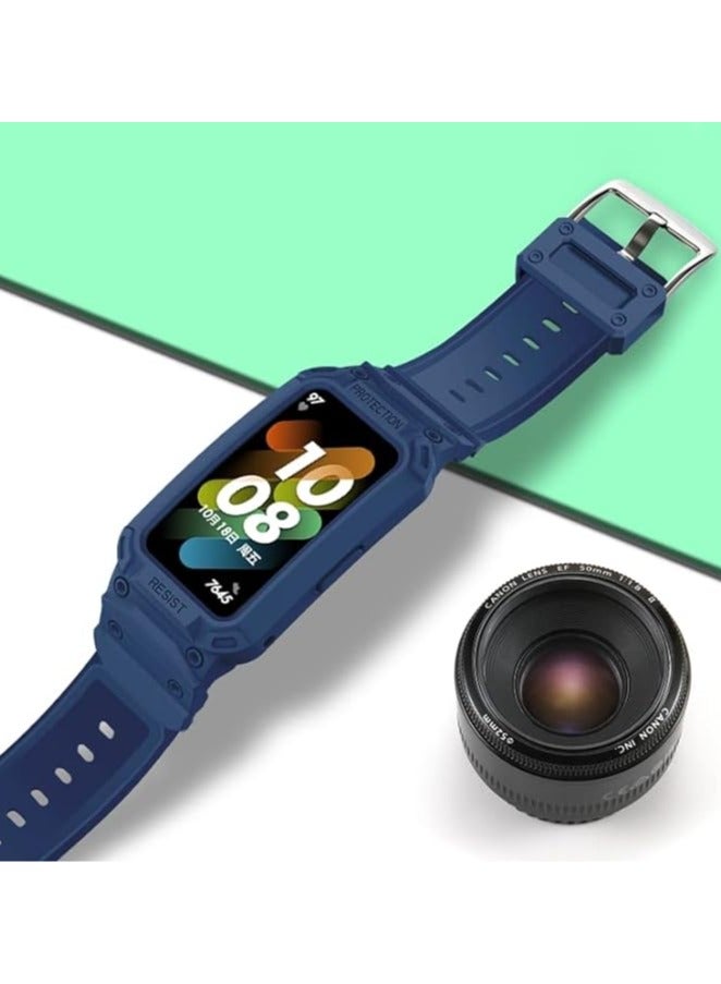 Soft Silicone Breathable Bracelet for Huawei Band 7 Watch(Blue) - Image 4