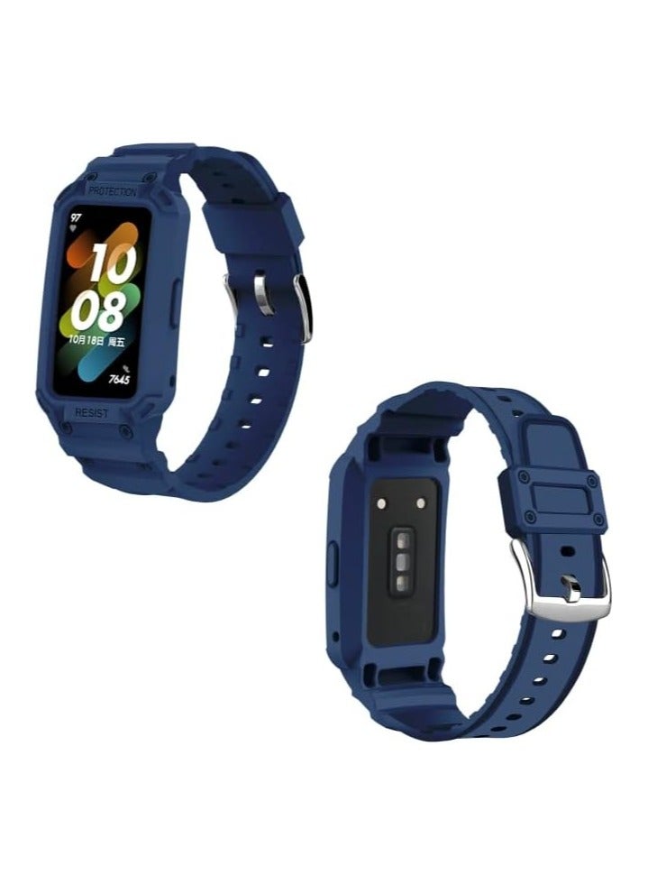 Soft Silicone Breathable Bracelet for Huawei Band 7 Watch(Blue) - Image 3