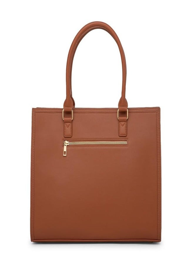 Berrylush Women Tan Solid Two Handles Smart Casual Regular Tote Bag - Image 4