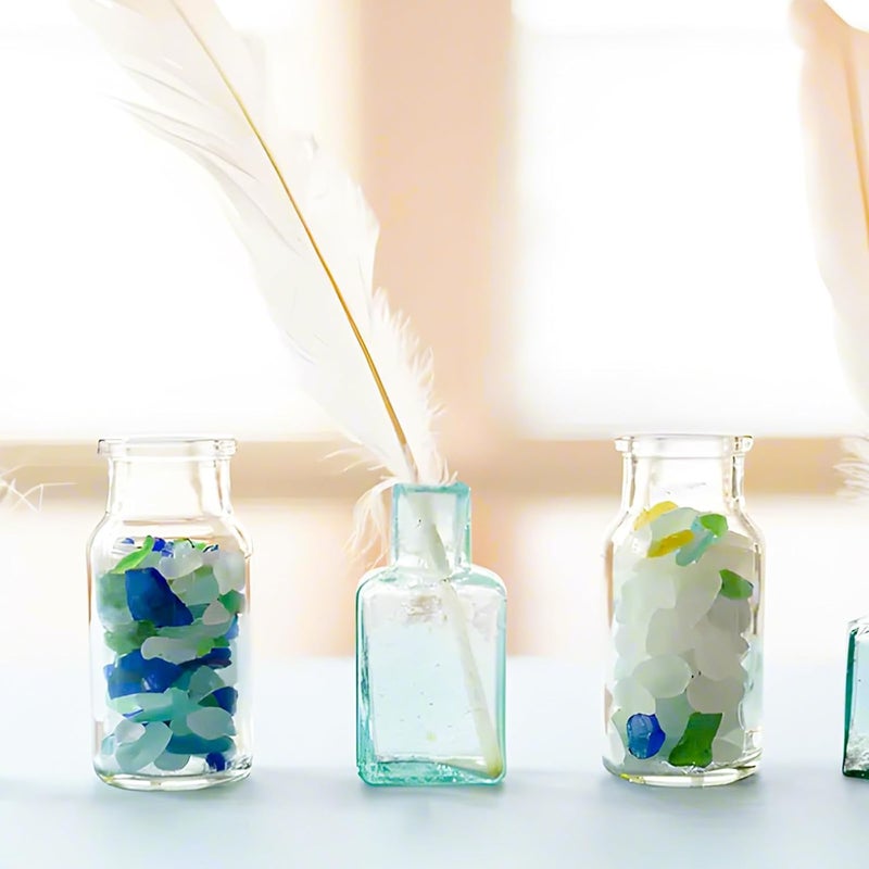 SENENQU 1600g Sea Glass for Crafts, 3-5cm Flat Sea Glass Vase Filler, Frosted Crushed Sea Glass Pieces for Wedding Party Decor Home Aquarium Decor DIY Art Craft - White, Green, Blue - Image 5