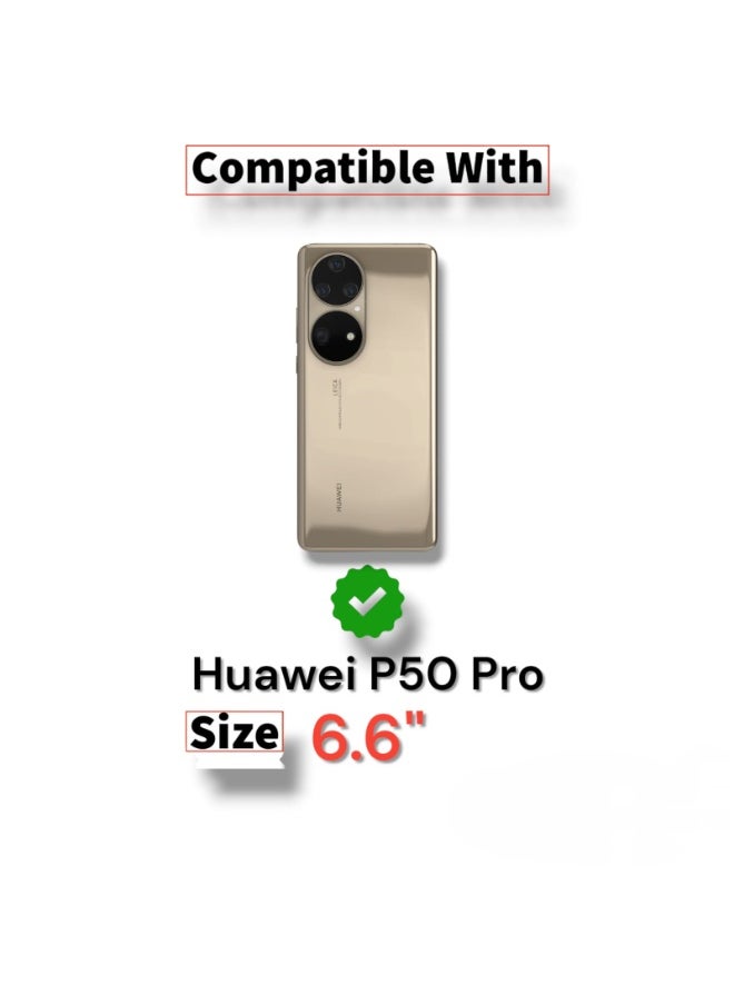 For Huawei P50 Pro Leather Smart View Sensor Flip Case , With Window View , Support Sensor Feature to Wake and Sleep Mode  Compatible With Huawei P50 Pro (6.6") (Blue)