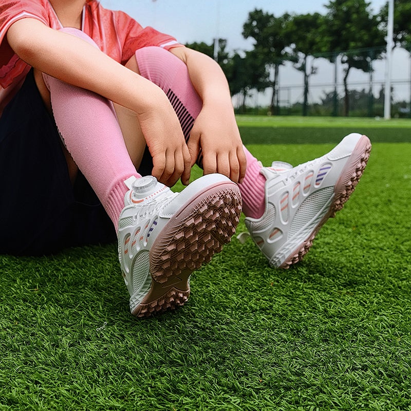 School Season Girls Children'S Football Shoes Rotating Buckle Sneaker Girls Breathable Broken Nails Short Nails Primary And Secondary School Students Assassin - Image 3