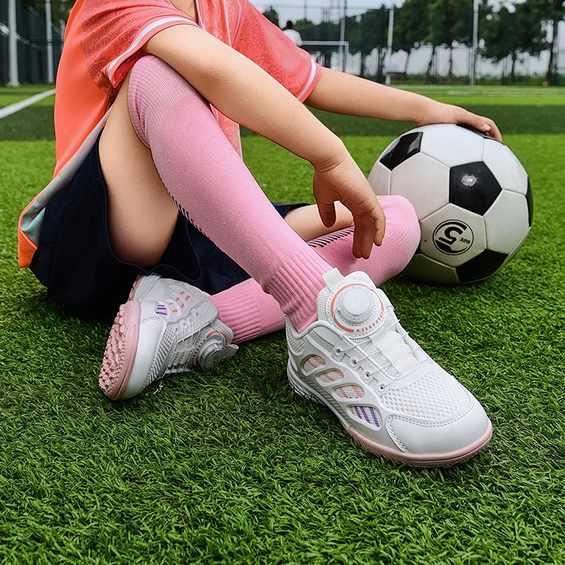 School Season Girls Children'S Football Shoes Rotating Buckle Sneaker Girls Breathable Broken Nails Short Nails Primary And Secondary School Students Assassin - Image 2