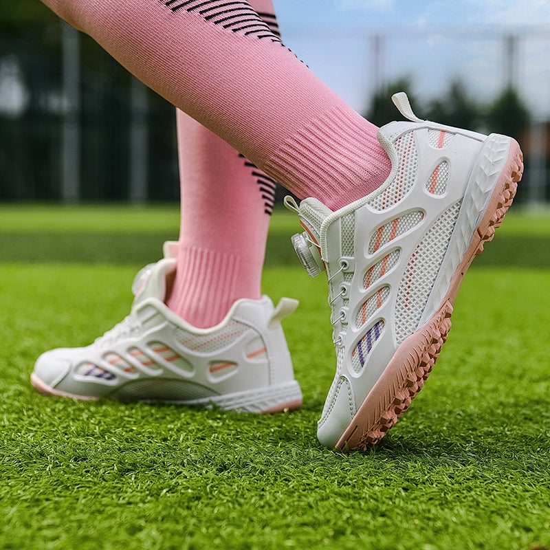 School Season Girls Children'S Football Shoes Rotating Buckle Sneaker Girls Breathable Broken Nails Short Nails Primary And Secondary School Students Assassin - Image 4
