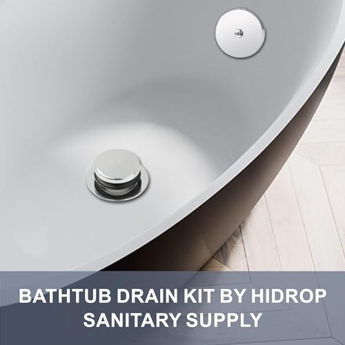 HIDROP Chrome Bathtub Drain Tip-Toe Single Hole, Hidrop Tub Drain Trim Set Conversion Kit Assembly, Coarse Thread Replacement Trim Kit with 1-Hole Overflow Faceplate Includes an Adapter, Chrome Plated - Image 2