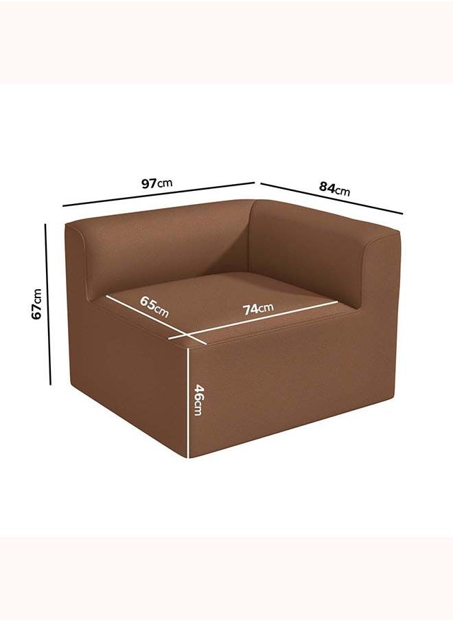 FSH Furniture 4 Seater U Shaped Modular Lounge In Tan Faux Leather 67x268x155 cm  - Image 3
