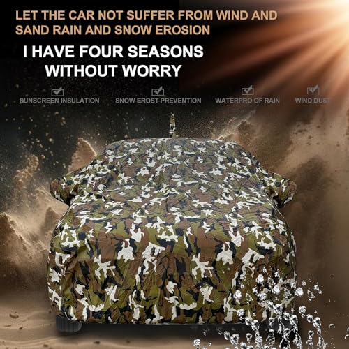 Auto Hub Waterproof Car Cover Compatible with Hyundai Grand i10 with Antenna & Mirror Pockets, Soft Cotton Lining, Grand i10 Car Cover Waterproof, Army, Multicolour - Image 3
