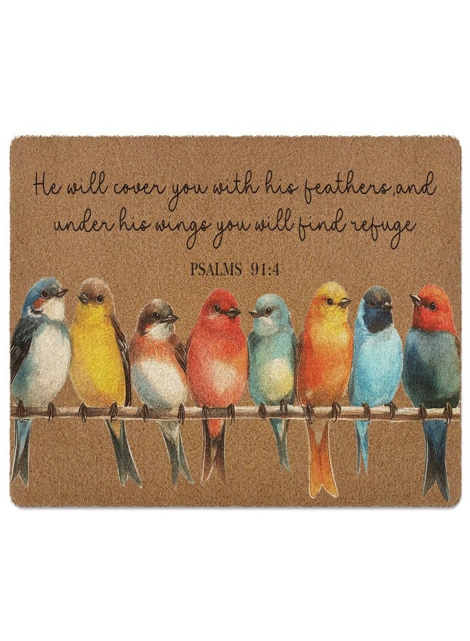 XLDLIOO Christian Door Mat, Bird Doormat, He Will Cover You with His Feathers Doormat, Bible Verse Welcome Front Door Mat, Scripture Artificial Coir Doormats Rugs for Patio Entry Home Decor, 30x17in - Image 1