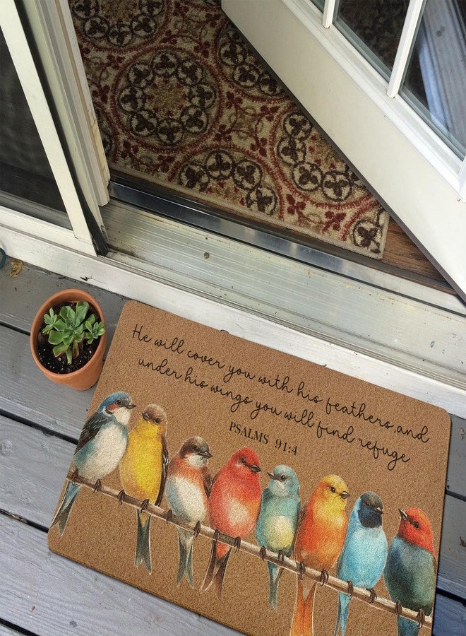 XLDLIOO Christian Door Mat, Bird Doormat, He Will Cover You with His Feathers Doormat, Bible Verse Welcome Front Door Mat, Scripture Artificial Coir Doormats Rugs for Patio Entry Home Decor, 30x17in - Image 5