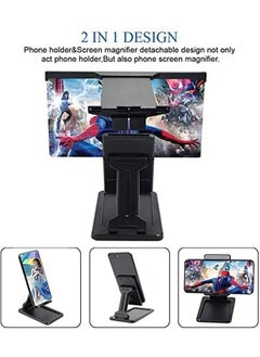 erorex 12" Screen Magnifier For Smartphone – 3D Hd Phone Screen Amplifier For Movies Videos And Gaming – With Foldable Phone Stand Adjustable Angle Compatible With All Smartphones Black  - Image 2