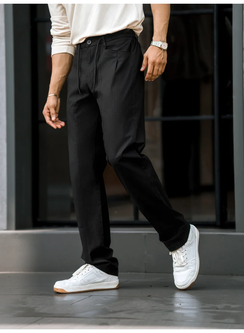 Maniac  Maniac Mens Solid Black Cotton Trackpant for Men | Best Price UAE
