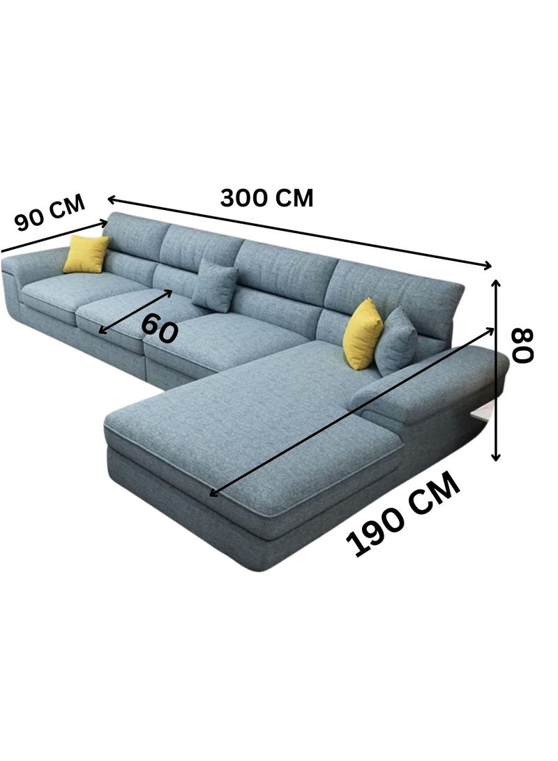 MAB FURNISHINGS GLFF Overstuffed Multifunction Wooden Frame Sofa Set for Luxurious Living - Blue