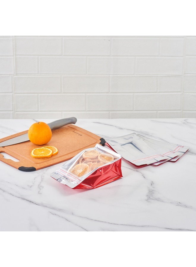 Restaurantware Bag Tek 7.9 Inch x 4.9 Inch x 3.15 Inch Heat Seal Bags, 100 Medium Resealable Pouches - Rip Lock, Clear Window, Red Plastic Resealable Bags, Heat Sealable, For Snacks Or Sandwiches  - Image 4