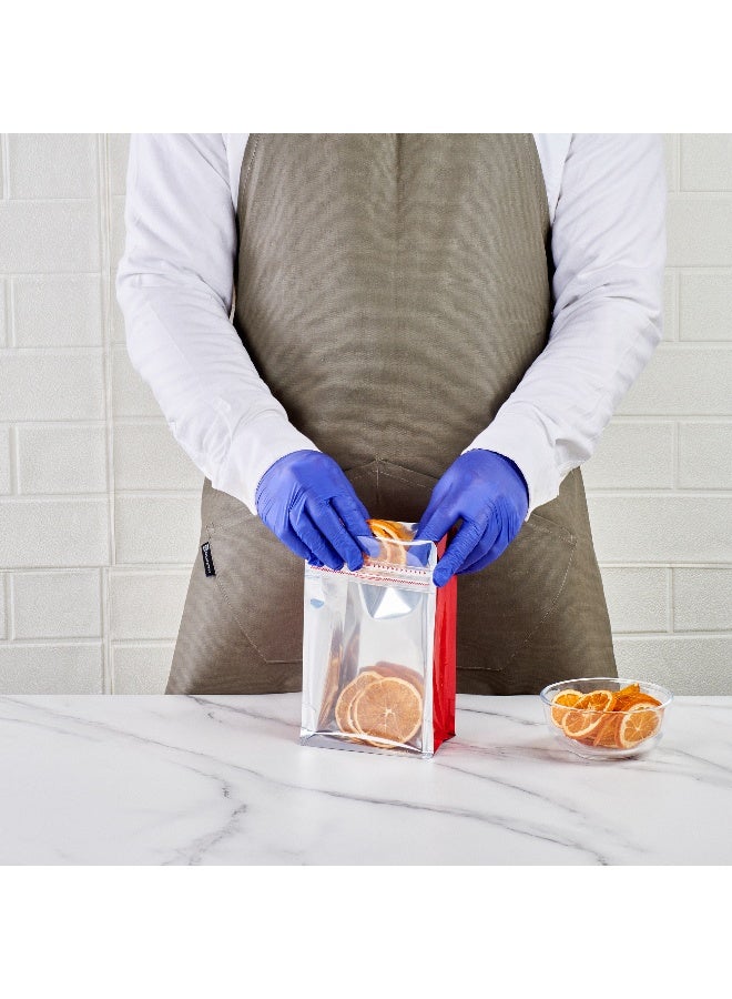Restaurantware Bag Tek 7.9 Inch x 4.9 Inch x 3.15 Inch Heat Seal Bags, 100 Medium Resealable Pouches - Rip Lock, Clear Window, Red Plastic Resealable Bags, Heat Sealable, For Snacks Or Sandwiches  - Image 5