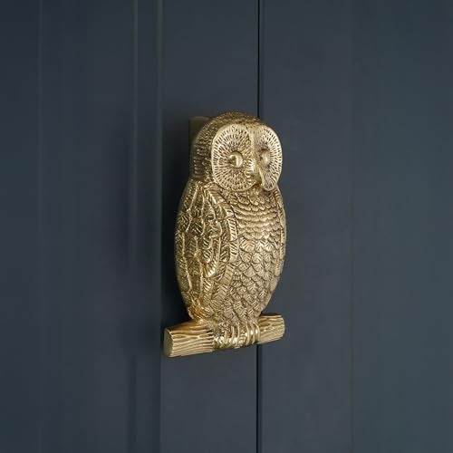 Infinity Decor Solid Brass Owl Shaped Door Knocker in Polished Brass Finish – Premium Quality Hand Door Knocker for Entrance Front Door Furniture - Image 2