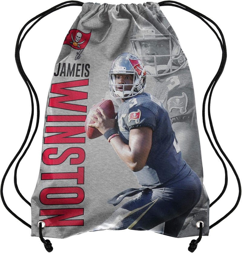 NFL Tampa Bay Buccaneers Unisex PRINTED PLAYER NAME DRAWSTRING BACKPACKPRINTED PLAYER NAME DRAWSTRING BACKPACK, Team Color, OS