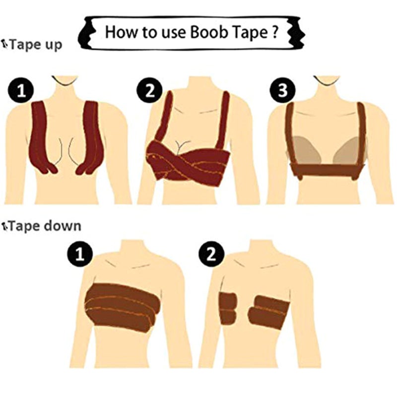 Breast Tape: 0.05x2.5m Black 95% Cotton 5% Polyurethane Fibre - High Elastic Breathable Strong Adhesive Waterproof Lift Tape for A-E Cups Dance Swim Exercise - Image 2