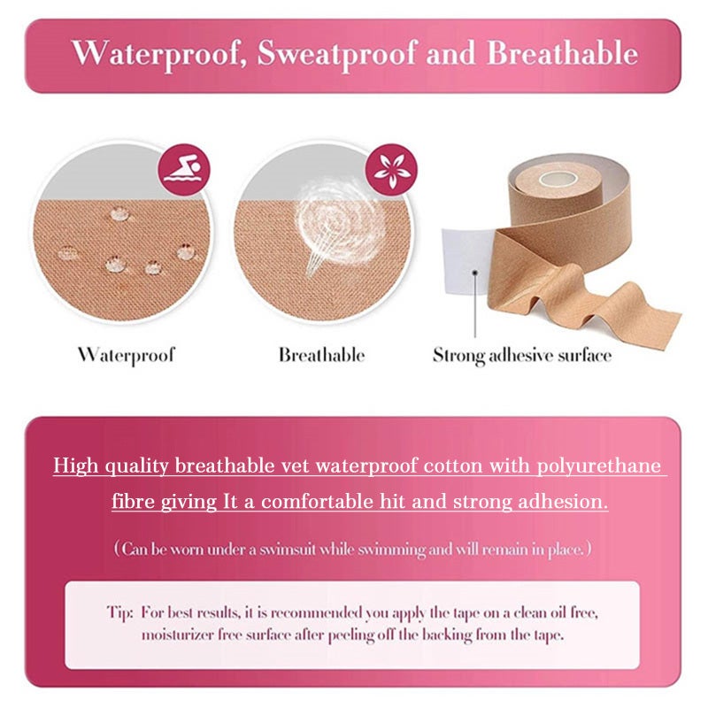 Breast Tape: 0.05x2.5m Black 95% Cotton 5% Polyurethane Fibre - High Elastic Breathable Strong Adhesive Waterproof Lift Tape for A-E Cups Dance Swim Exercise - Image 4