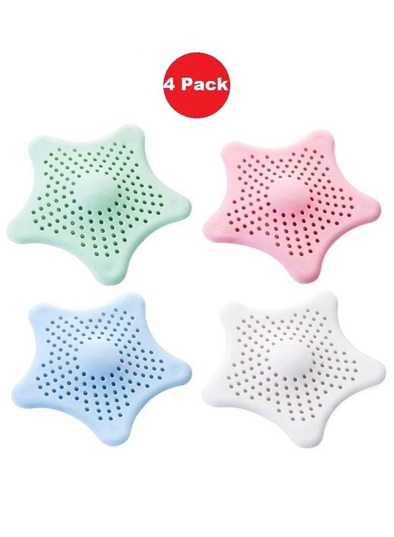 MARGOUN 4-Piece Kitchen Sink Strainer Filter Star Silicone Drain Cap Bathroom Floor Hair Catcher Anti Clogging Shower Drain Cover For Kitchen Bathroom Tub - Image 2