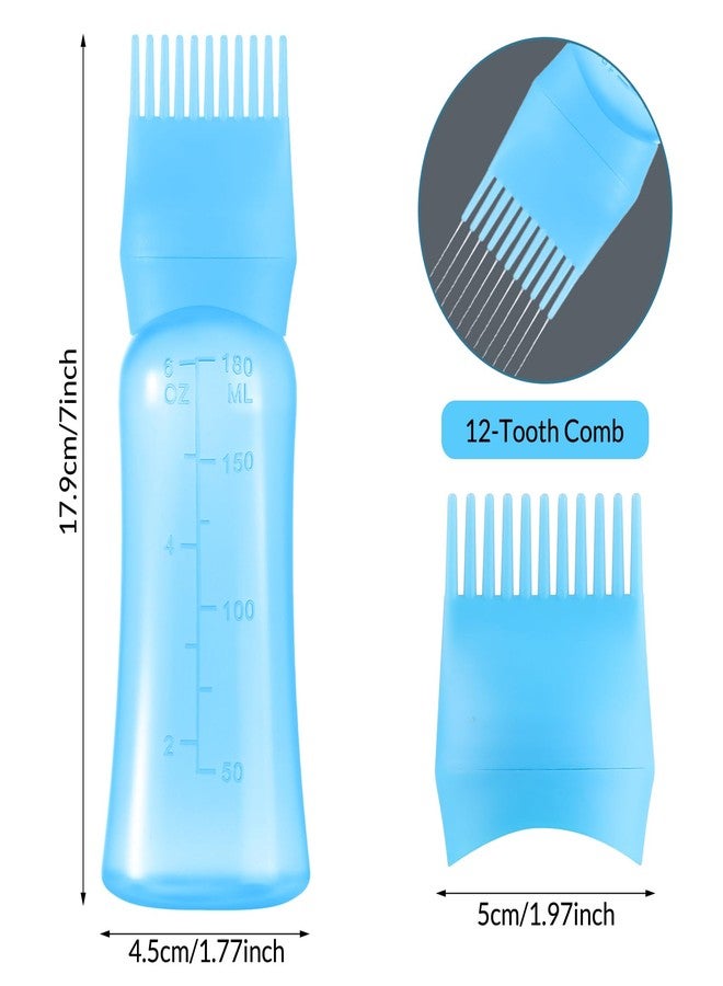 Aurnoet Root Comb Applicator Bottle 6 OZ, Hair Oil Applicator Bottles for Scalp with Massage Comb, 2 Pack Hair Dye Applicator with Graduated Scale (Purple, Blue) - Image 2