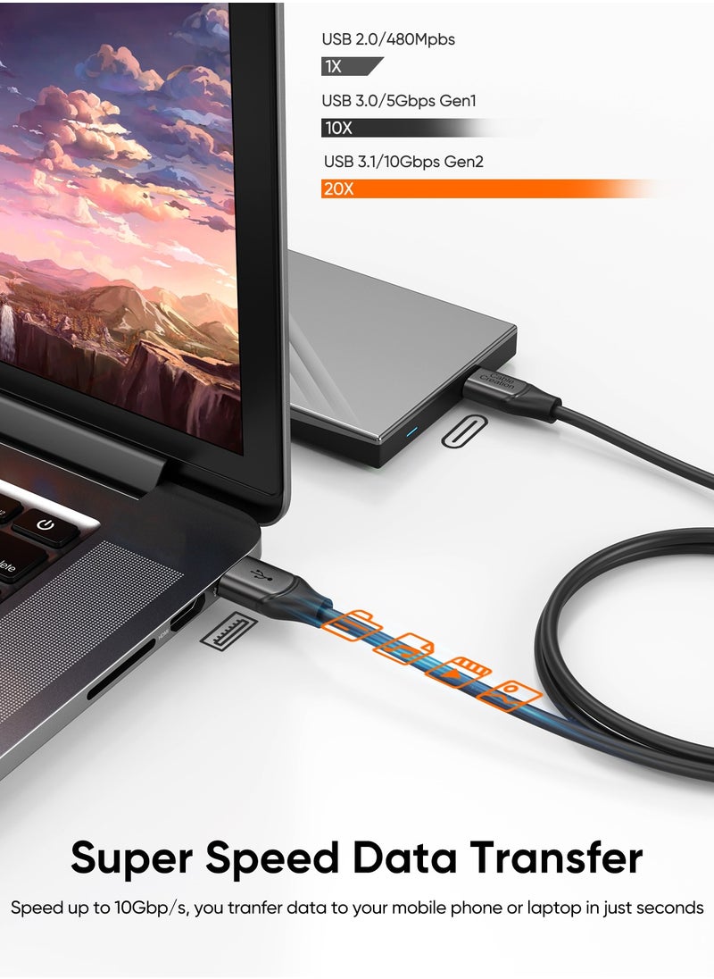 CableCreation Short USB to USB C Cable 1M, High Speed 10Gbps USB C to USB A 3.2 Gen2 Data Transfer Cord,60W Type C Fast Charging Cable for iPhone 15, External SSD/MacBook Pro/iPad/Galaxy S23  - Image 3