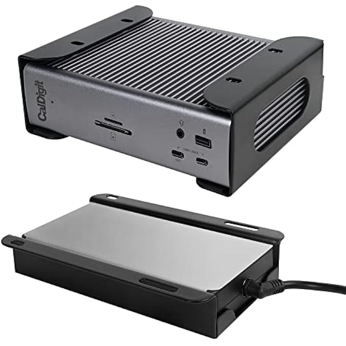 CalDigit UNDER DESK HOLDER FOR THUNDERBOLT 4 DOCK/THUNDERBOLT 3 DOCK AND POWER CABLE, UNDER DESK IRON STORAGE RACK FOR TS4 / TS3 PLUS, NO DRILL, EASY INSTALL WITH ALL HARDWARE INCLUDED - Image 1