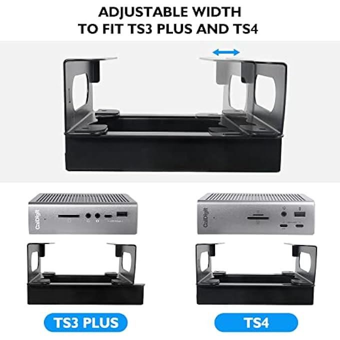 CalDigit UNDER DESK HOLDER FOR THUNDERBOLT 4 DOCK/THUNDERBOLT 3 DOCK AND POWER CABLE, UNDER DESK IRON STORAGE RACK FOR TS4 / TS3 PLUS, NO DRILL, EASY INSTALL WITH ALL HARDWARE INCLUDED - Image 3