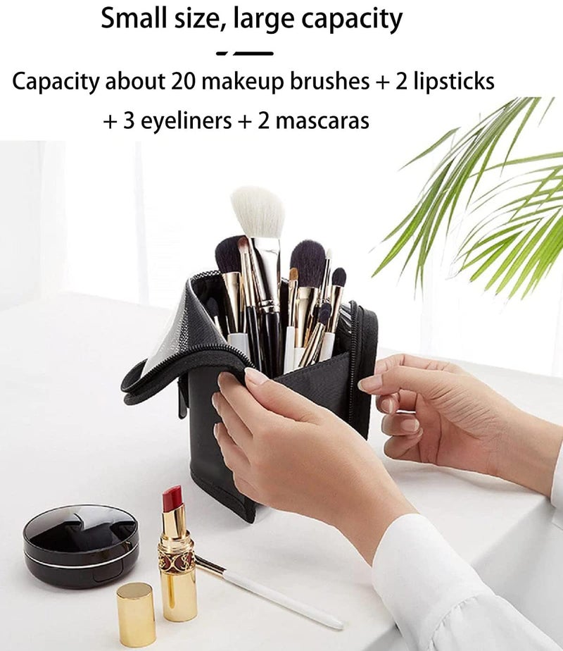 Handcuffs Makeup Brush Pouch Organizer Case | Portable | Stand-Up | Cosmetic | Brushes | Holder | Professional | Travel | Make Up | Bag (Pink) - Image 3