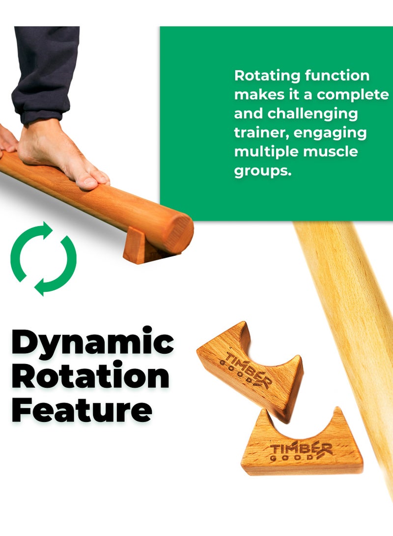 Timbergood Foot Balance Beam 100 cm (39.4'’), Gymnastics Floor Bar, Solid Caucasian Beech Wood - Image 4