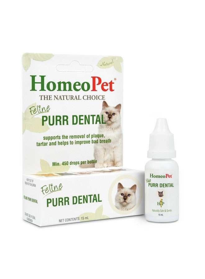 HomeoPet Feline Purr Dental, Safe and Natural Tooth and Dental Care for Cats, Cat Dental Care, 15 Milliliters - Image 1
