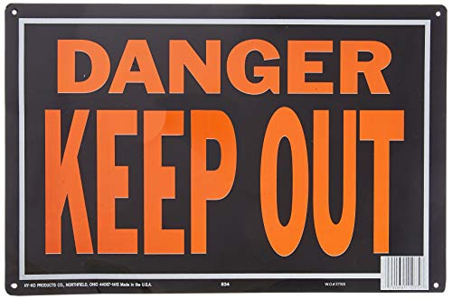 HY-KO Products 834 Danger Keep Out Aluminum Sign, 9.25" x 14", Orange/Black - Image 3