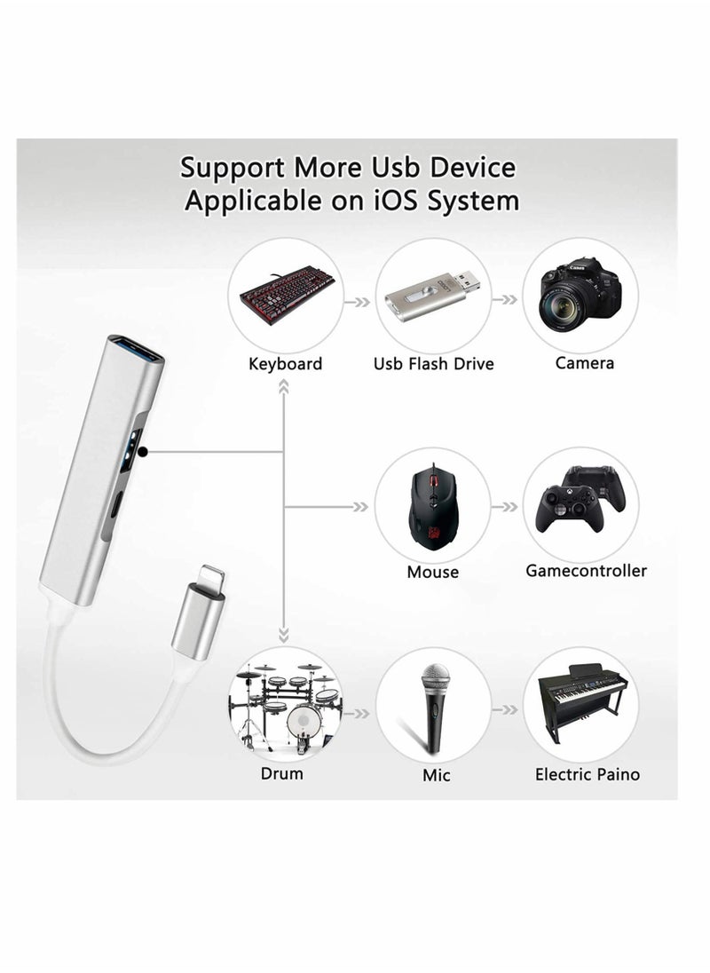 KASTWAVE - Dual USB3 Camera Adapter, 3 in 1 iOS to USB 3.0 OTG Adapter with Fast Charging Port, Compatible with IOS/Supports Flash Drive, Card Reader, Midi Keyboard, Mouse - Image 1