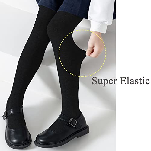 hakugoo Girls Tights Toddler Seamless Plain Leggings Stockings 2 Pack Cotton Pantyhose Pants for Kids Girls (Navy, 6-8 Years) - Image 2