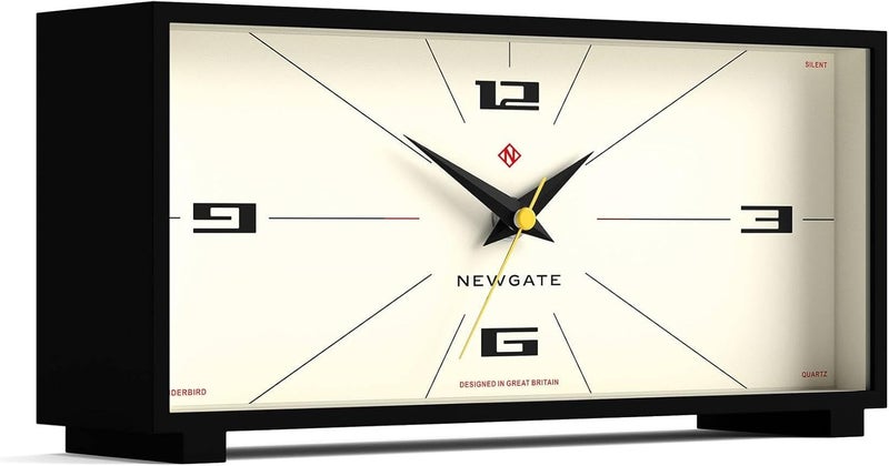 NEWGATE ® Thunderbird Desk Clock | Retro Contemporary Rectangular Design | Black | Modern mid Century Style for Desk, Mantel, Table top or Shelf - Image 2