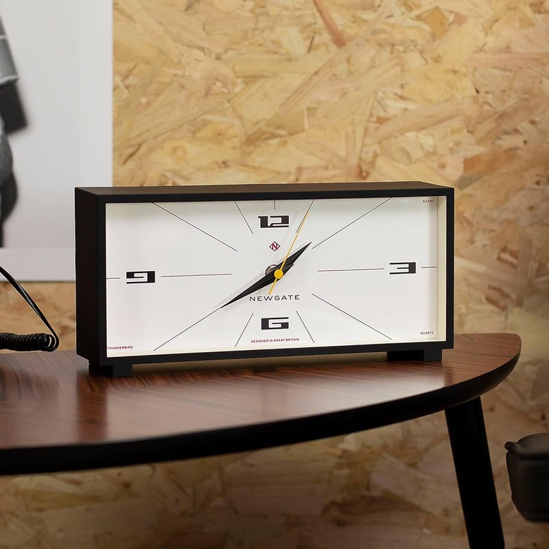 NEWGATE ® Thunderbird Desk Clock | Retro Contemporary Rectangular Design | Black | Modern mid Century Style for Desk, Mantel, Table top or Shelf - Image 5