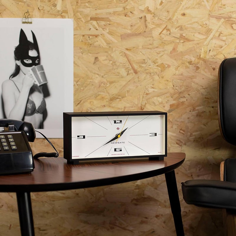 NEWGATE ® Thunderbird Desk Clock | Retro Contemporary Rectangular Design | Black | Modern mid Century Style for Desk, Mantel, Table top or Shelf - Image 3