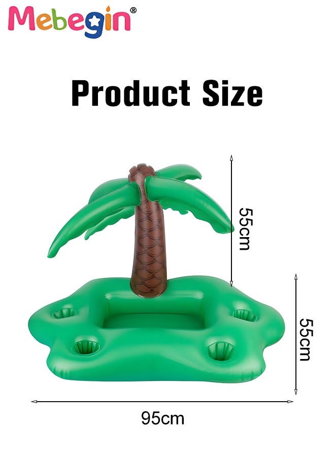 MEBEGIN 95*55*55cm Inflatable Drink Holder, Coconut Tree Drink Floats for Swimming Pool, Drink Pool Floats with 4 Cup Holders and 1 Groove, Creative Pool Toys, Multifunctional Floating Drink Holder for Summer Beach Leisure and Party Decoration - Image 3