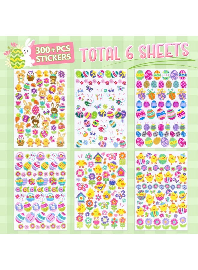 Naler Small Stickers Sheet Assorted Bunny Stickers for Craftings Spring Party Favor DIY Art Making Decoration, 6-Pack, 300+pcs - Image 3
